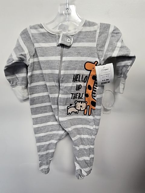 Grey/White/Orange Giraffe Gerber Sleeper, NB B