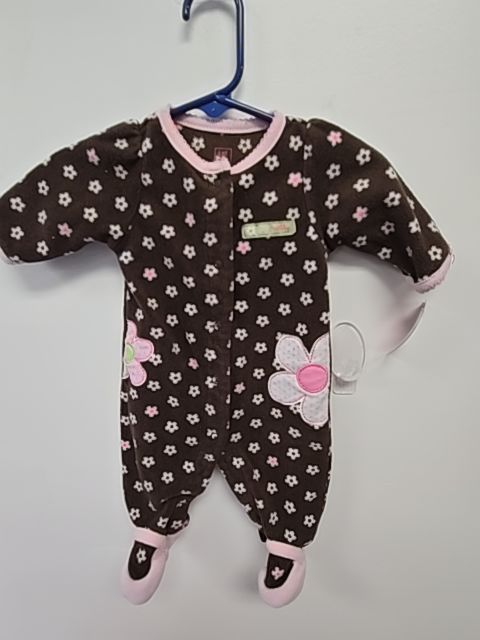 Brown/Pink/White Flowers Carters Sleeper, NB G