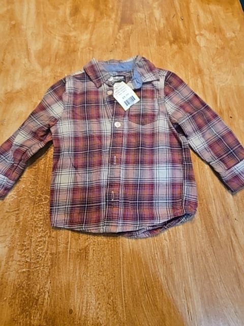 Red/Cream Plaid OshKosh Longsleeve Button Up, 18M B