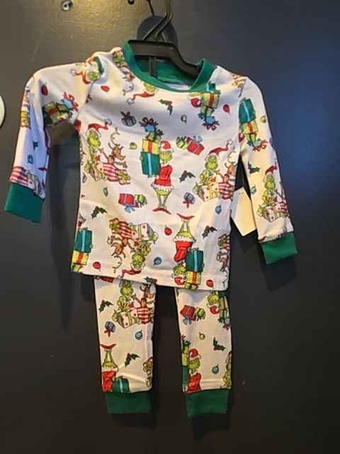 White/green The grinch 2 piece grinch pjs, 12M B