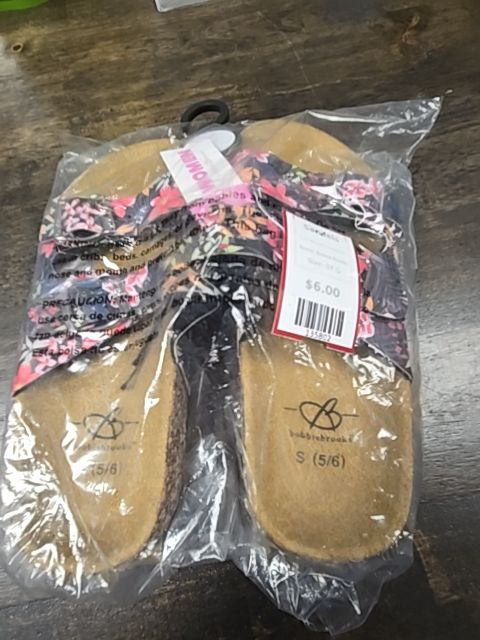 Black/Pink Flowers/Tan Bobbie Brooks Sandals, 5Y G