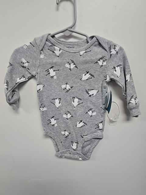 Grey Polar Bear Carters Longsleeve Onesie, 6M B