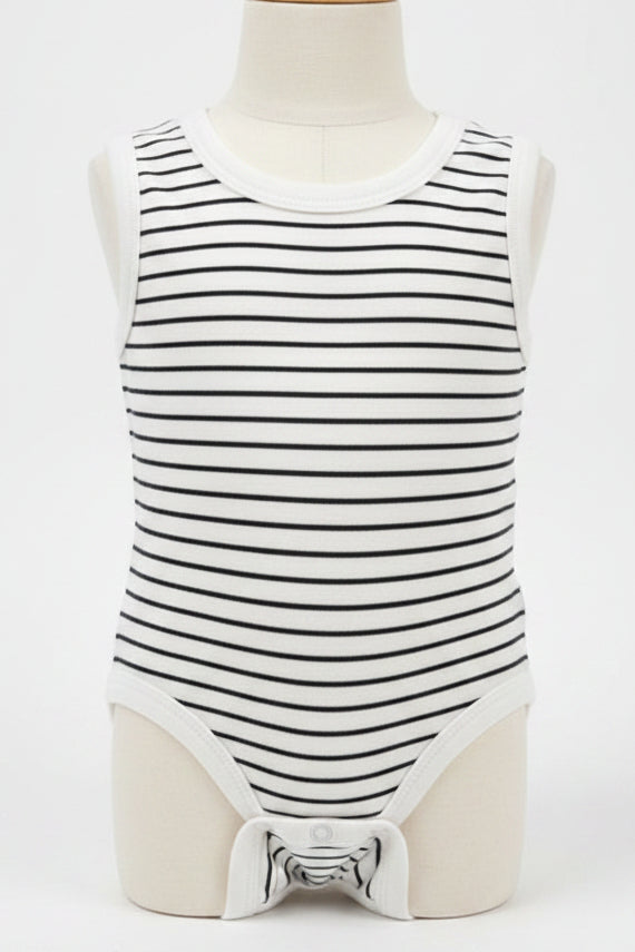 Grey/White Striped Carters Tank Top Onesie, NB B