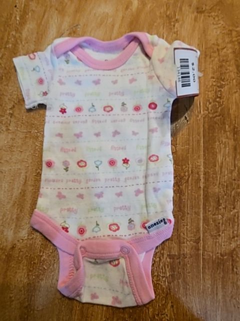 White/Pink Gerber Onesie, NB G
