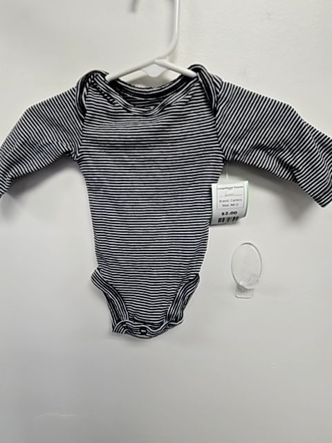 Black/White Striped Carters Longsleeve Onesie, NB G