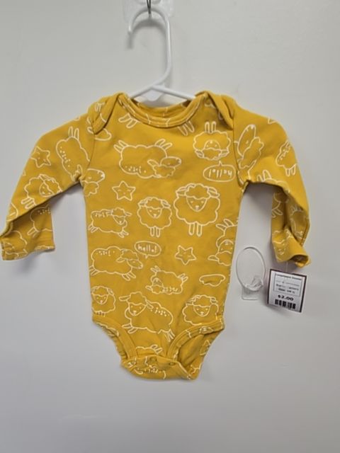 Yellow/White Sheep Carters Longsleeve Onesie, 9M G