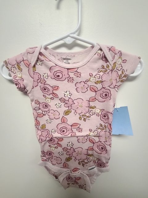 Pink Flower Gerber Onesie, 3M G