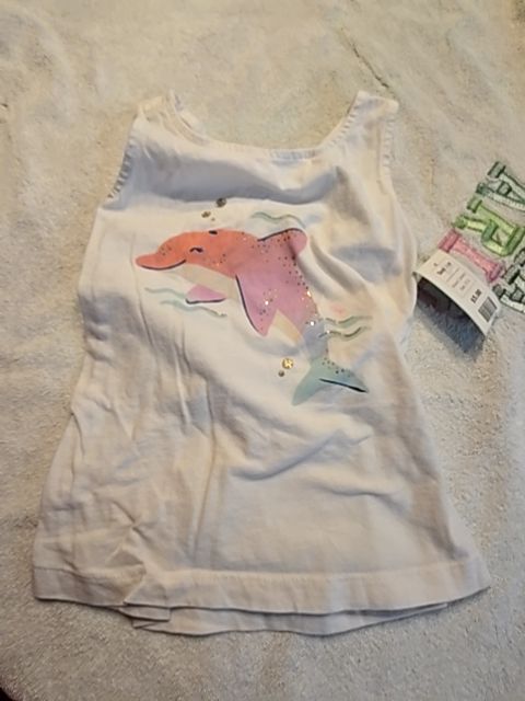 White/Colorful Dolphion Carters Tank Top, 3T G