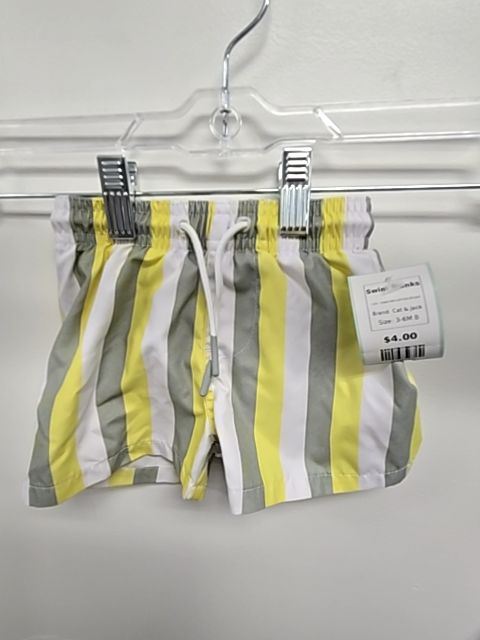 Green/Yellow/White Striped Cat & Jack Swim Trunks, 3-6M B
