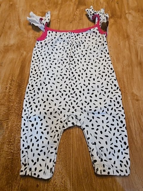 White/Black/Pink Little Star Organic Pant One Piece, 12M G