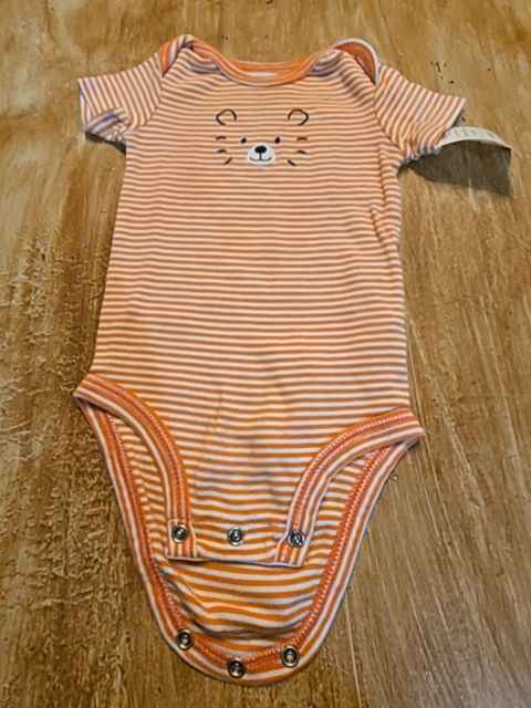 Orange/White Striped Carters Onesie, 9M B