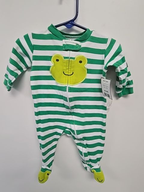 Green/White Striped Frog Carters Sleeper, 3M B