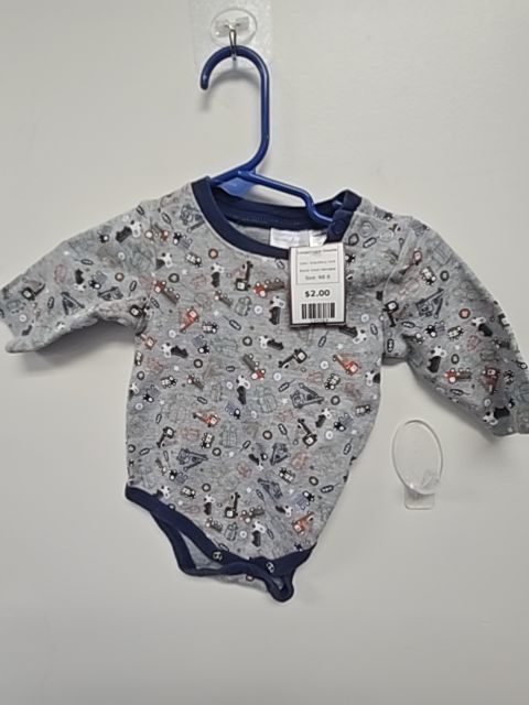Grey/Navy Cars Small Wonders  Longsleeve Onesie, NB B