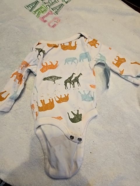white/brown Cloud Island Long Sleeve Animals Onesie, 0-3M B