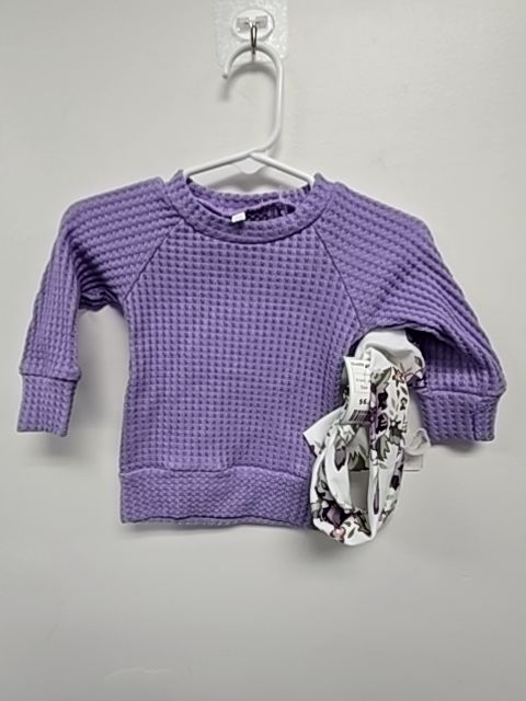 Purple/White Flowers Boutique Outfit W/Bow, 6M G