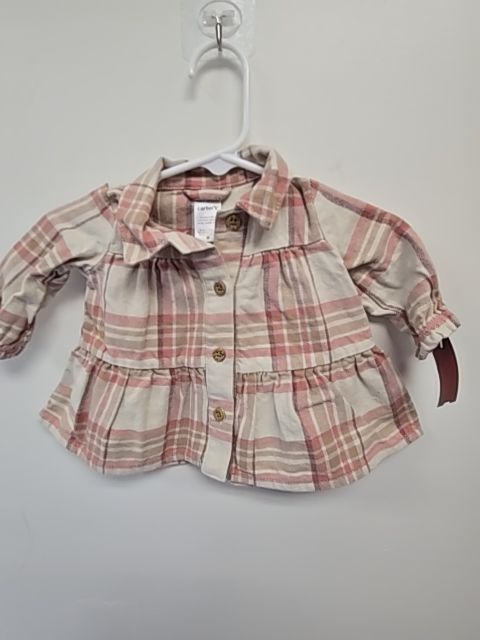 Cream/Pink Plaid Carters Jacket, NB G