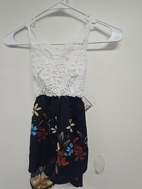 Navy/White Flowers Boutique Romper, 4T G