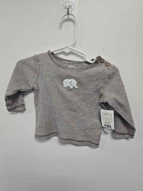 Brown/White Striped Carters Longsleeve Shirt, 9M B