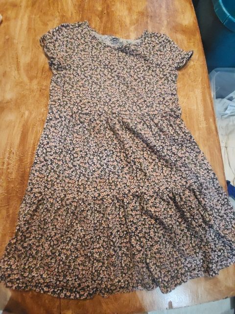 Navy/Pink Flowers Old Navy Dress, 10 G