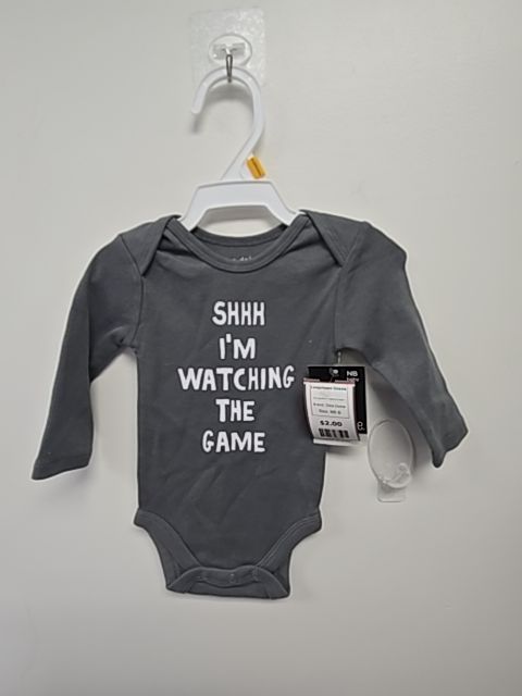 Grey Shhh I'm Watching The Game Okie Dokie Longsleeve Onesie, NB B