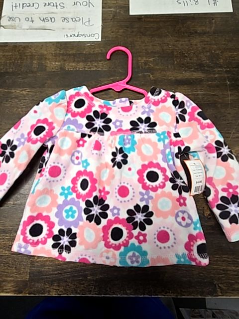 Pink/Black Koala Kids Long Sleeve Flowered Shirt, 9M G