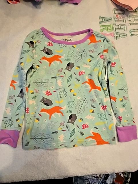 Green/Orange Cat & Jack 2 Piece Fox PJS, 5T G
