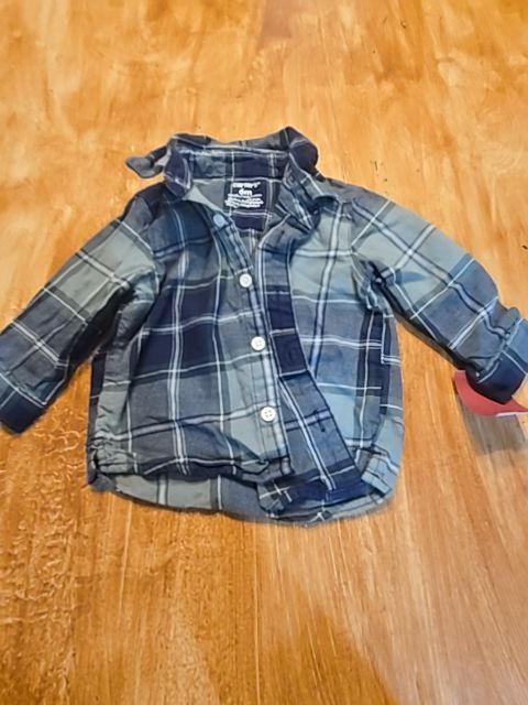 Green/Navy Plaid Carters Longsleeve Button Up, 6M B