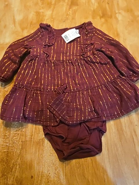 Burgandy/Gold Cat & Jack Dress, 6M G
