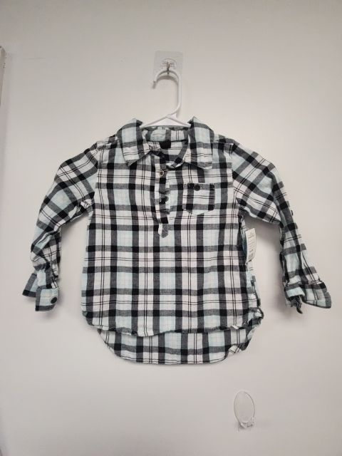 Blue/Black/White Plaid Star Ride Longsleeve Shirt, 4T G
