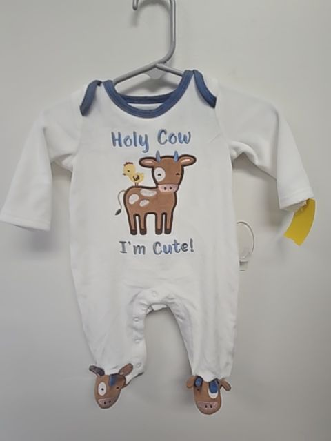 White/Blue Cow Baby Starters Sleeper, 3M G