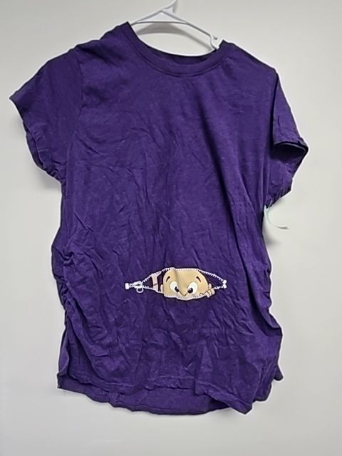 Purple Crazy Dog Maternity Shirt, X-Large
