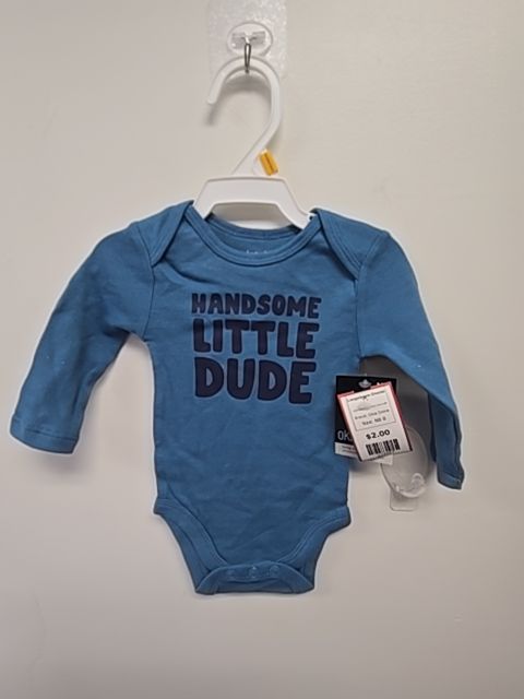 Blue Handsome Little Dude Okie Dokie Longsleeve Onesie, NB B