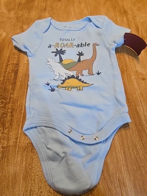 Blue Dino Contact Onesie, 6M B