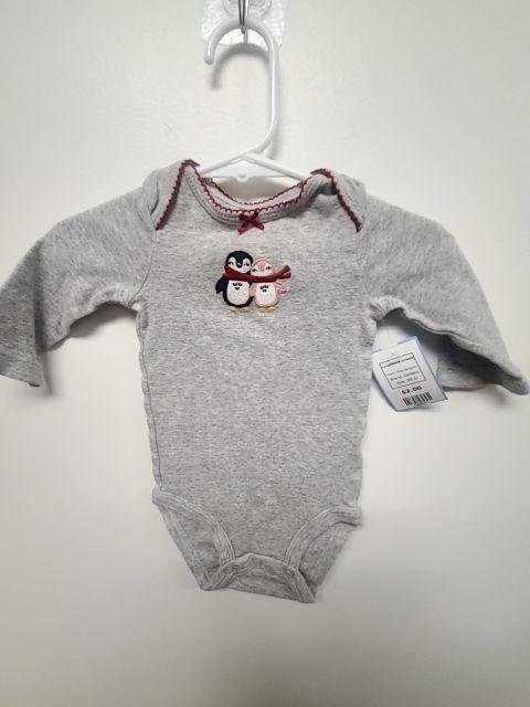 Grey Penguin Carters Longsleeve Onesie, 3M G