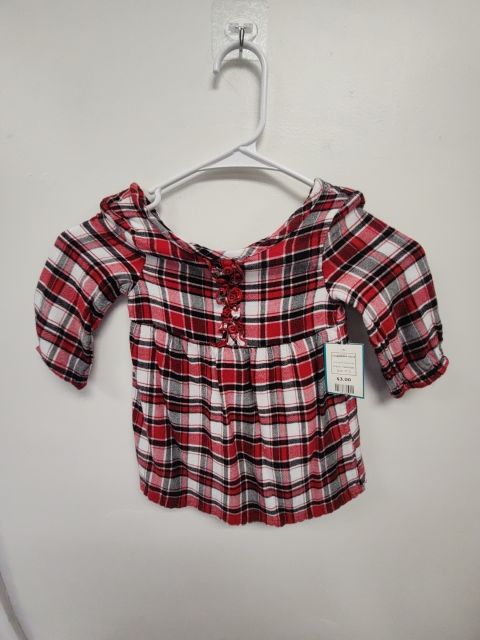 Red/White/Black Plaid Healthtex Longsleeve Shirt, 3T G