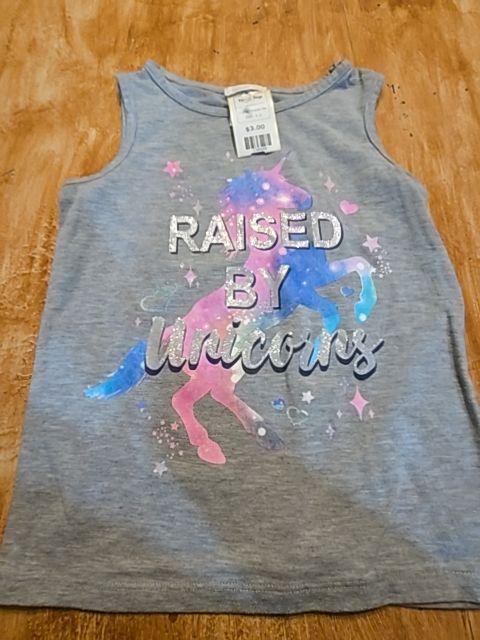 Grey/Pink/Blue Unicorn Forever Me Tank Top, 6 G