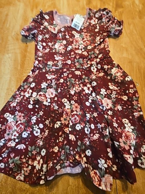 Burgandy Floral Lily Bleu Dress, 5T G