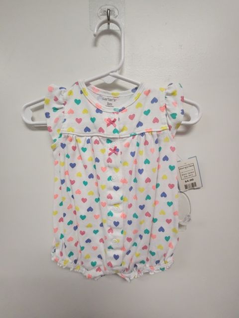 White/Colorful Heart Carters Short One Piece, 3M G