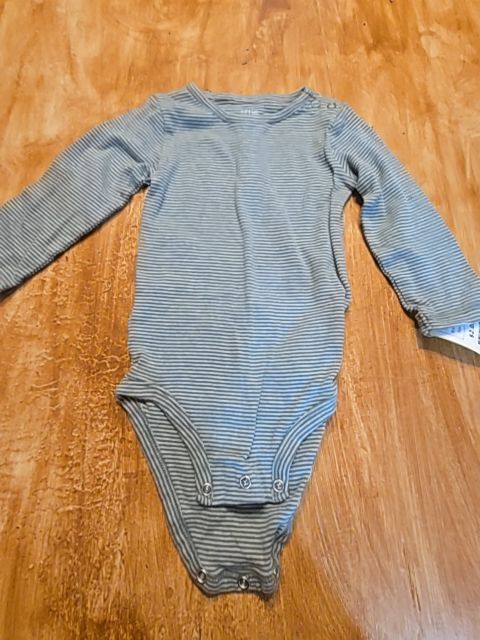 Grey/Green Striped Carters Longsleeve Onesie, 18M B