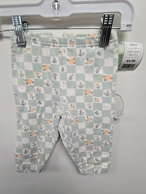Green/White/Pink Flowers Carters Capris, 2T G