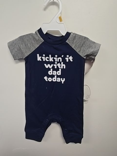 Navy/Grey Kickin It With Dad Today Okie Dokie Pant One Piece, NB B