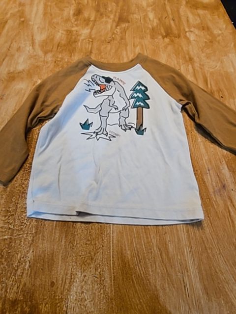 Tan/White Dino Garanimals Longsleeve Shirt, 2T B