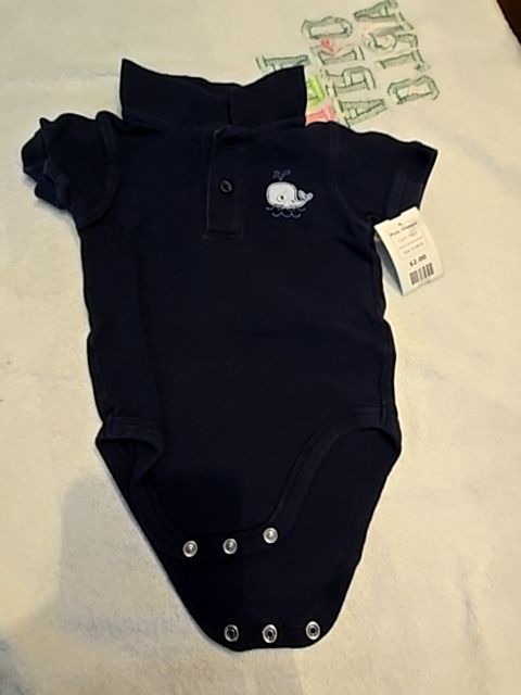 Navy Jumping Bean Polo Onesie, 6-9M B
