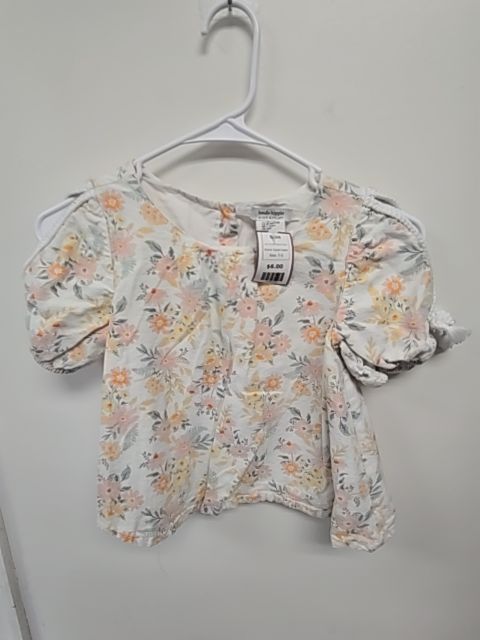 White/Pink/Yellow Flowers Haute Hippie Shirt, 7 G