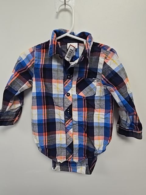 Blue/White/Red/Yellow Plaid Cat & Jack Longsleeve Button Up Onesie, 18M B
