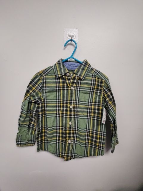 Green/Yellow Plaid Carters Longsleeve Button Up, 2T B