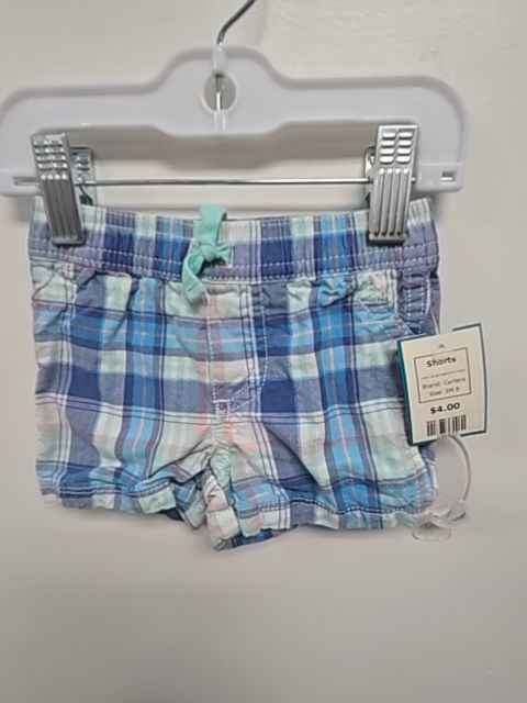 Blue/Green/Pink Plaid Carters Shorts, 3M B