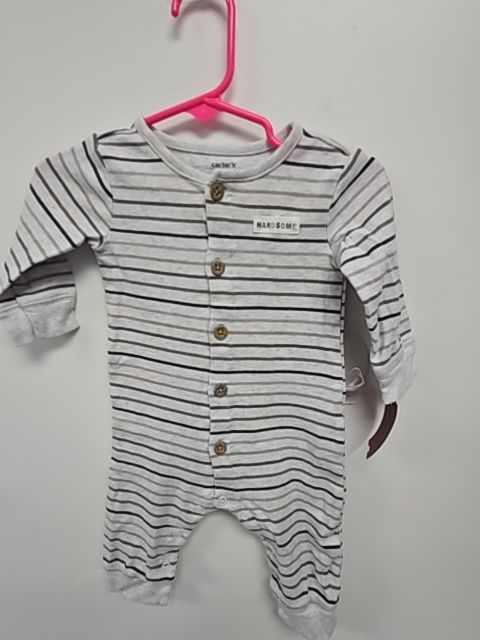 Grey/Brown Striped Carters Pant One Piece, 6M B
