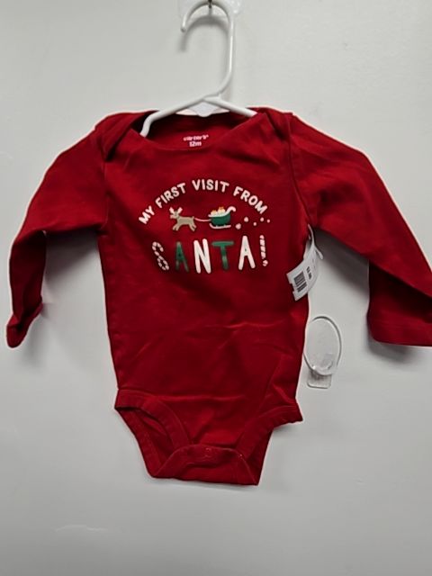 Red Santa Carters Longsleeve Onesie, 12M B