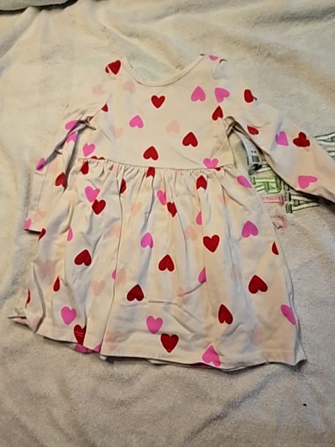White/Red/Pink Heart Cat & Jack Dress, 3T G